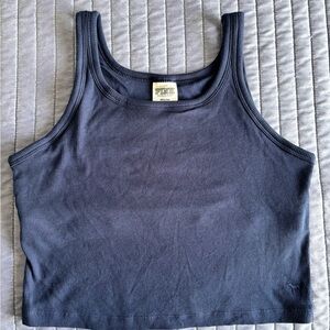PINK Victoria's Secret Blue Fitted Crop Tank Top